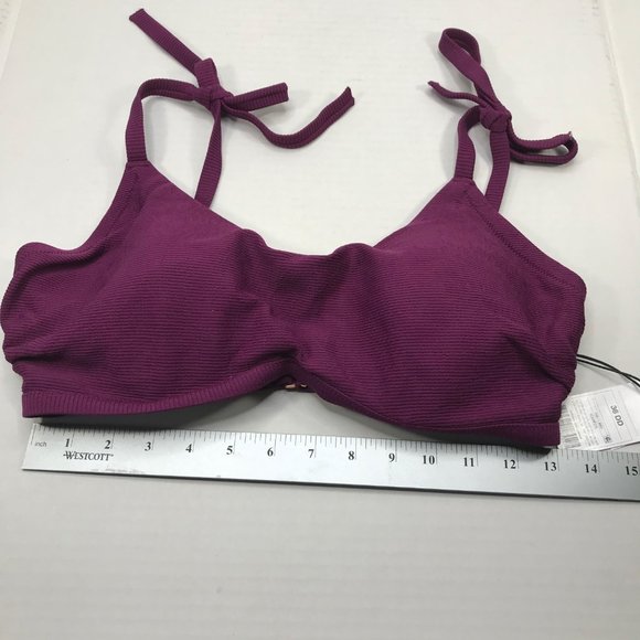Shade And Shore Women's Sz. 36DD Tie Strap Textured Bralette Bikini Swim Top New - Picture 9 of 13